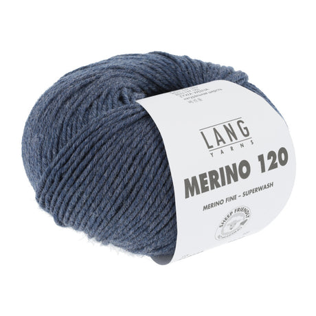 Lang Yarns Merino 120 Yarn, 120m / 50g – Dark Jeans Mélange (0234)
