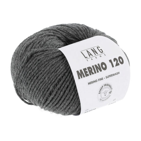 Lang Yarns Merino 120 Yarn, 120m / 50g – Dark Grey Mélange (0270)