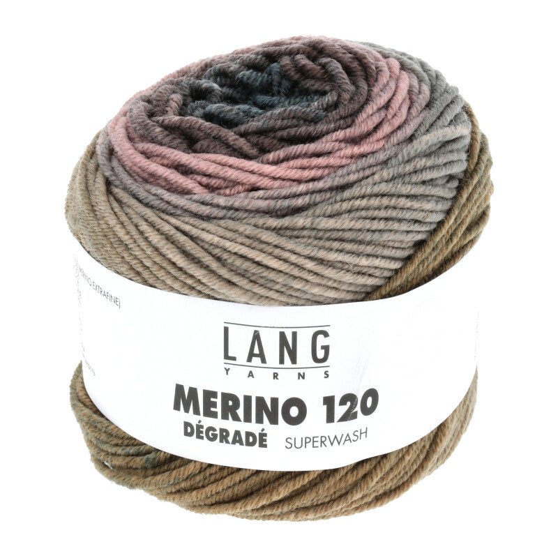 Lang Yarns Merino 120 Dégradé – 50g / 120m – Dusky Pink/Sage (0006)