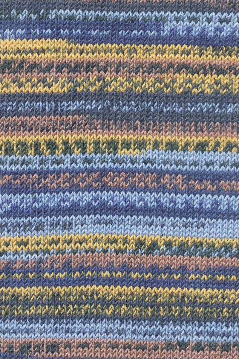 Lang Yarns Merino 120 Color – 100g / 240m – Light Blue/Yellow/Brown/Dark Blue (0006) – detail