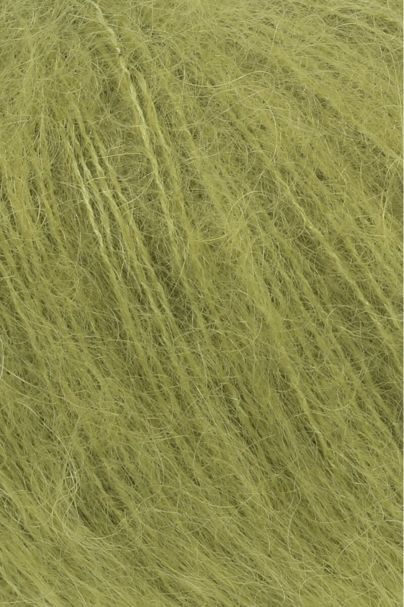 Lang Yarns Mohair Luxe Yarn, 175m / 25g – Light Olive (0098), yarn texture