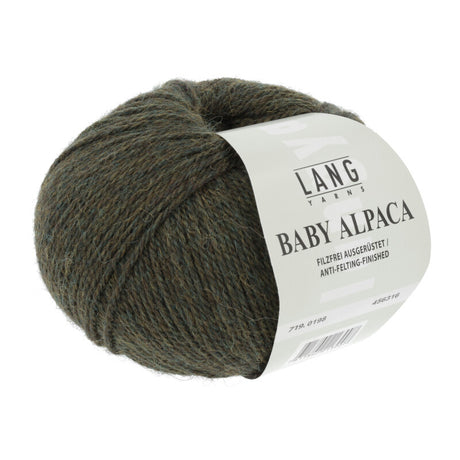 Lang Yarns Baby Alpaca Yarn, 170m / 50g – Dark Olive Mélange (0198)