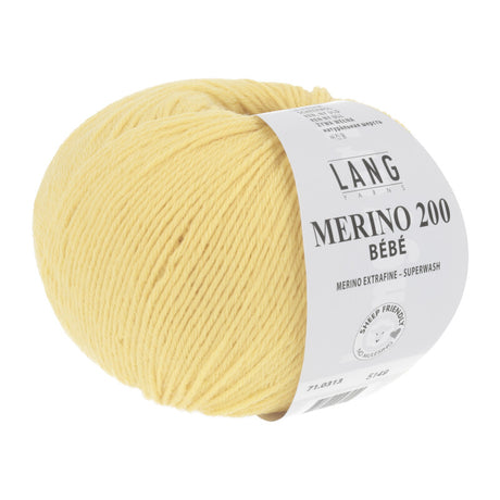 Lang Yarns Merino 200 Bébé Yarn, 203m / 50g – Lemon (0313)