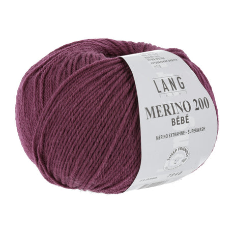 Lang Yarns Merino 200 Bébé Yarn, 203m / 50g – Berry (0366)