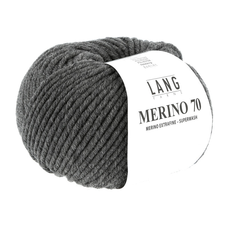 Lang Yarns Merino 70 – 50g / 70m – Dark Grey Mélange (0005)
