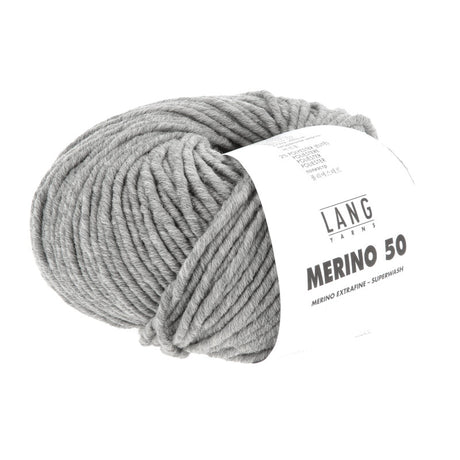 Lang Yarns Merino 50 – 100g / 90m – Light Grey Mélange (0003)