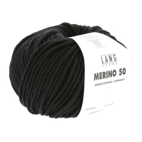 Lang Yarns Merino 50 – 100g / 90m – Black (0004)