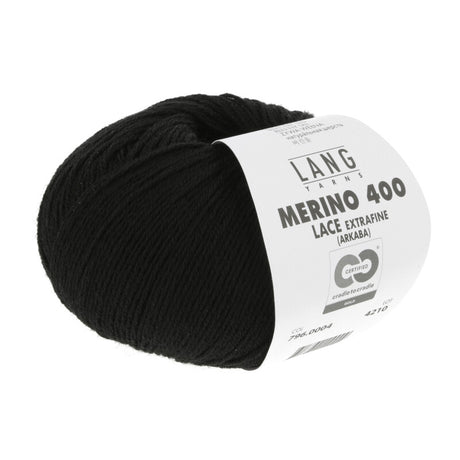 Lang Yarns Merino 400 Lace – 25g / 200m – Black (0004)