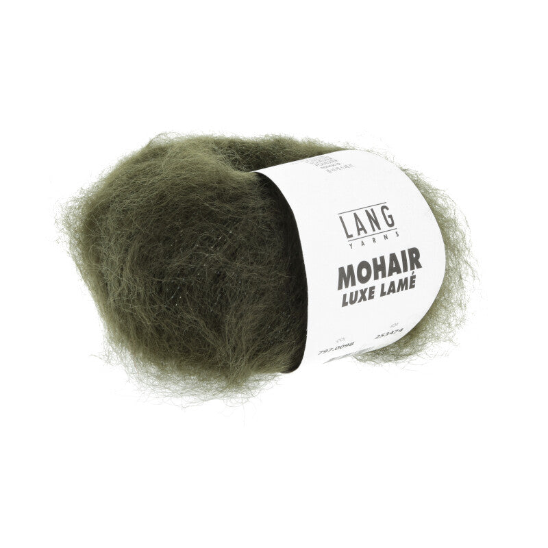 Lang Yarns Mohair Luxe Lamé – 25g / 175m – Silver - Olive Dark (0098)