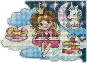 Completed 'Fantasy World Girl' cross stitch bookmark with delicate detailing