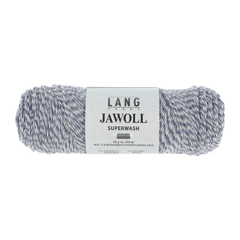 Lang Yarns Jawoll Yarn, 190m / 50g – Blue/Light Grey Mouliné (0151)