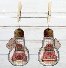 RED CAR "Série Voyage", Kit au point de croix compté, toile plastique 14 points, taille 6 x 11 cm, CRYSTAL ART (T-84)