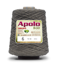 Apolo Eco 4/6 Cotton Cord Yarn – Ideal for Crochet Bags & Home Decor (600g) - Leo Hobby - A large cone of gray crochet yarn with a white and green Apolo Circulo Eco label, set against a plain white background.
