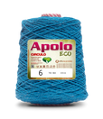 Apolo Eco 4/6 Cotton Cord Yarn – Ideal for Crochet Bags & Home Decor (600g) - Leo Hobby - A spool of Apolo Circulo Eco yarn 6, featuring a textured blue-green color with subtle gold and red flecks. The label is centered on the spool, which is photographed against a clean white background.