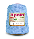 Apolo Eco 4/6 Cotton Cord Yarn – Ideal for Crochet Bags & Home Decor (600g) - Leo Hobby - A large spool of light blue yarn with a gold and white label reading 'Apolo ECO' and '6', photographed on a clean white background.