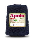 Apolo Eco 4/6 Cotton Cord Yarn – Ideal for Crochet Bags & Home Decor (600g) - Leo Hobby - A single large cone of Apolo ECO yarn in a deep navy blue color, featuring a white and green product label on the front.