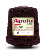 Apolo Eco 4/6 Cotton Cord Yarn – Ideal for Crochet Bags & Home Decor (600g) - Leo Hobby - A large spool of Apolo ECO yarn in a deep burgundy color, featuring a white and green label with product details.