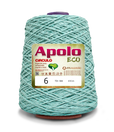 Apolo Eco 4/6 Cotton Cord Yarn – Ideal for Crochet Bags & Home Decor (600g) - Leo Hobby - A large spool of mint green crochet thread with a white and green label reading 'Apolo ECO' and size '6'.