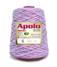 Apolo Eco 4/6 Cotton Cord Yarn – Ideal for Crochet Bags & Home Decor (600g) - Leo Hobby - A large spool of light purple/lavender yarn with a white and green Apolo Circulo Eco label, isolated on a white background.