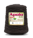 Apolo Eco 4/6 Cotton Cord Yarn – Ideal for Crochet Bags & Home Decor (600g) - Leo Hobby - A large spool of dark brown yarn with a green and white label reading 'Apolo ECO 6'  photographed on a clean white background.