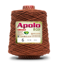 Apolo Eco 4/6 Cotton Cord Yarn – Ideal for Crochet Bags & Home Decor (600g) - Leo Hobby - A large cone of brown wool yarn with a white and red label reading 'Apolo ECO' and '6', photographed on a clean white background.