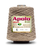 Apolo Eco 4/6 Cotton Cord Yarn – Ideal for Crochet Bags & Home Decor (600g) - Leo Hobby - A large cone of Apolo ECO thread  featuring a beige/tan jute-like texture with a white and green label, set against a plain white background.