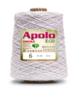 Apolo Eco 4/6 Cotton Cord Yarn – Ideal for Crochet Bags & Home Decor (600g) - Leo Hobby - A large cone spool of white twisted cotton cord or thread with a green and gold label reading 'Apolo ECO' and size information, isolated on a white background.