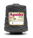 Apolo Eco 4/6 Cotton Cord Yarn – Ideal for Crochet Bags & Home Decor (600g) - Leo Hobby - A large spool of dark gray yarn with a prominent white and green label reading 'Apolo ECO' and '6', shown on a clean white background with a soft shadow.