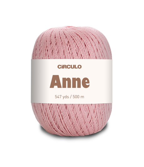 Circulo ANNE - 100% mercerized Cotton Yarn, 500m / 147g - Pink ball of yarn with 'Circulo Anne' label on a white background