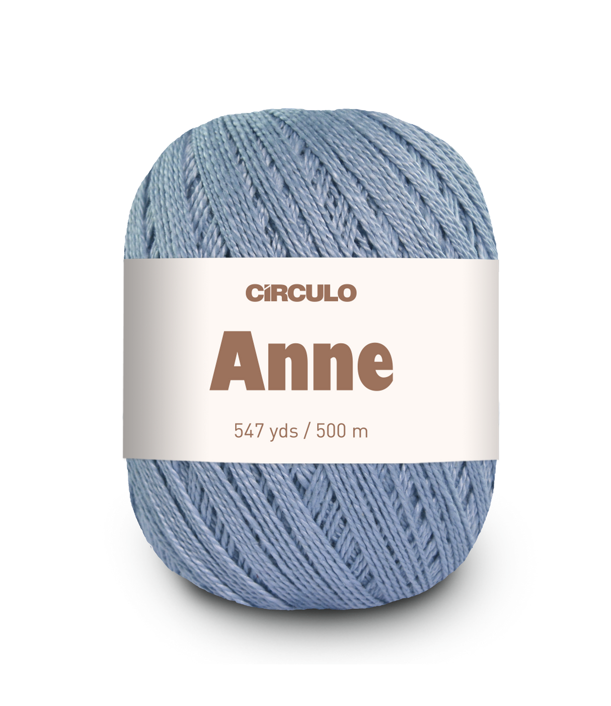Circulo ANNE - 100% mercerized Cotton Yarn, 500m / 147g - Blue skein of yarn with a 'Circulo Anne' label on a white background