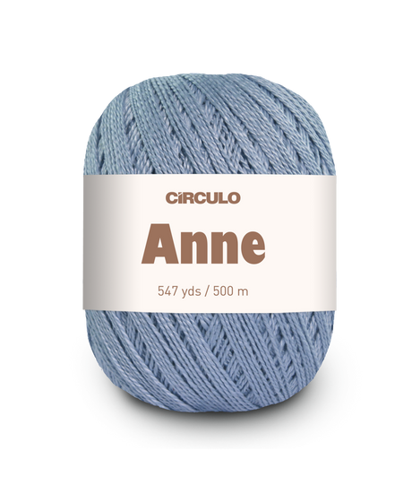 Circulo ANNE - 100% mercerized Cotton Yarn, 500m / 147g - Blue skein of yarn with a 'Circulo Anne' label on a white background