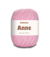 Circulo ANNE - 100% mercerized Cotton Yarn, 500m / 147g - Pink ball of yarn with 'Circulo Anne' label on a white background