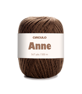 Circulo ANNE - 100% mercerized Cotton Yarn, 500m / 147g - Brown ball of yarn with 'Circulo Anne' label on a white background
