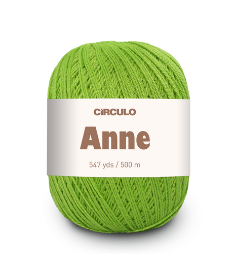Circulo ANNE - 100% mercerized Cotton Yarn, 500m / 147g - Green ball of yarn with 'Circulo Anne' label on a white background