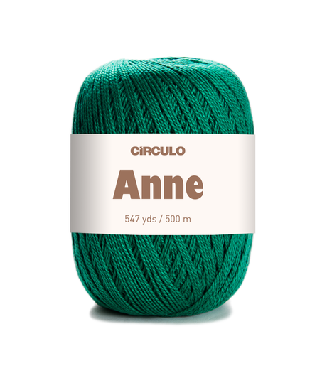 Circulo ANNE - 100% mercerized Cotton Yarn, 500m / 147g - Green ball of yarn with 'Circulo Anne' label on a white background