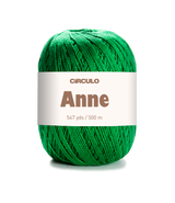 Circulo ANNE - 100% mercerized Cotton Yarn, 500m / 147g - Green ball of yarn with 'Circulo Anne' label on a white background