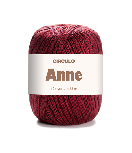 Circulo ANNE - 100% mercerized Cotton Yarn, 500m / 147g - Red yarn ball with 'Circulo Anne' label on a white background