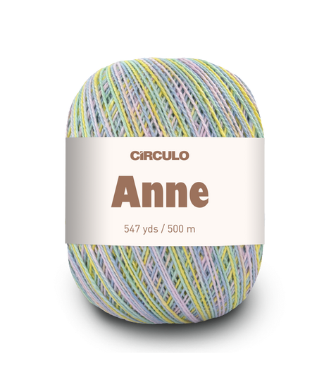 Circulo ANNE - 100% mercerized Cotton Yarn, 500m / 147g - Multicolored yarn ball with 'Circulo Anne' label on a white background