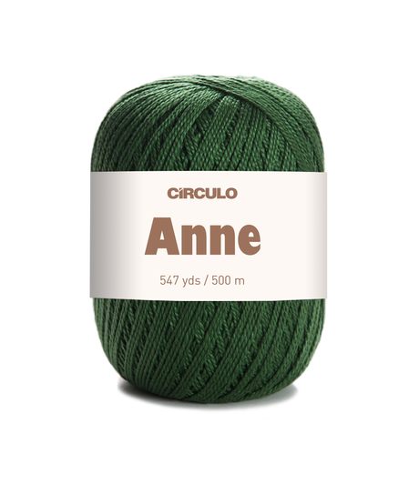 Circulo ANNE - 100% mercerized Cotton Yarn, 500m / 147g - Green ball of yarn with 'Circulo Anne' label on a white background