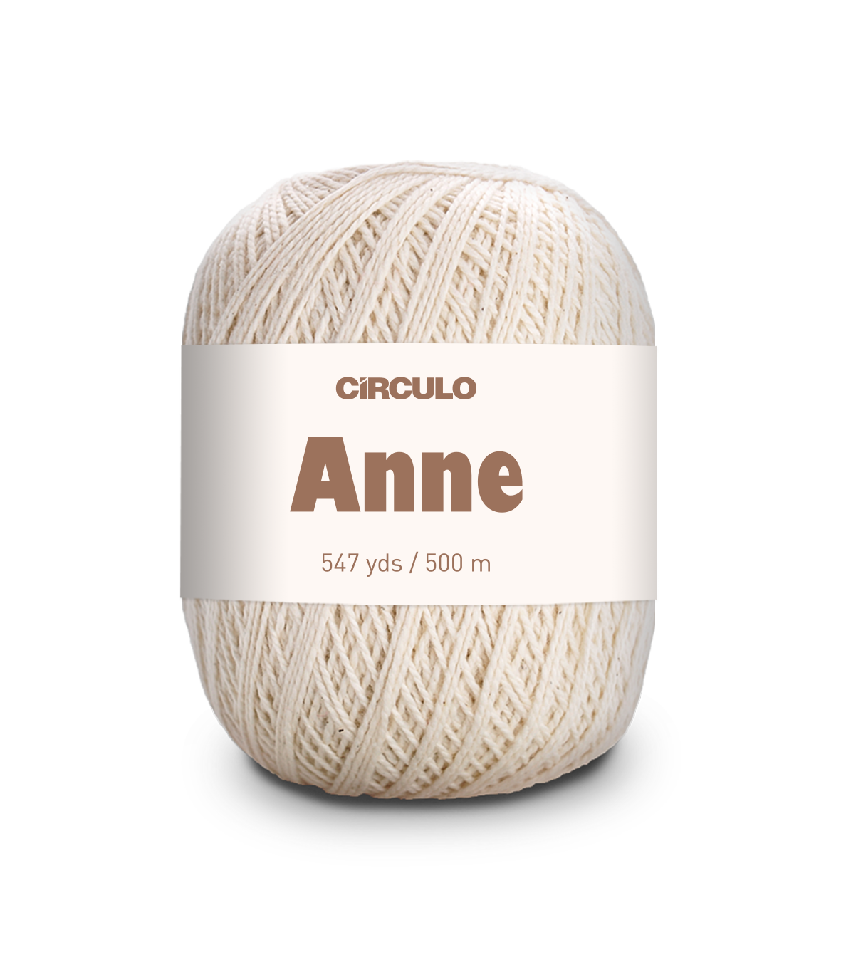 Circulo ANNE - 100% mercerized Cotton Yarn, 500m / 147g - Ball of yarn with 'Circulo Anne' label on a white background