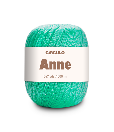 Circulo ANNE - 100% mercerized Cotton Yarn, 500m / 147g - Turquoise yarn ball with 'Circulo Anne' label on a white background