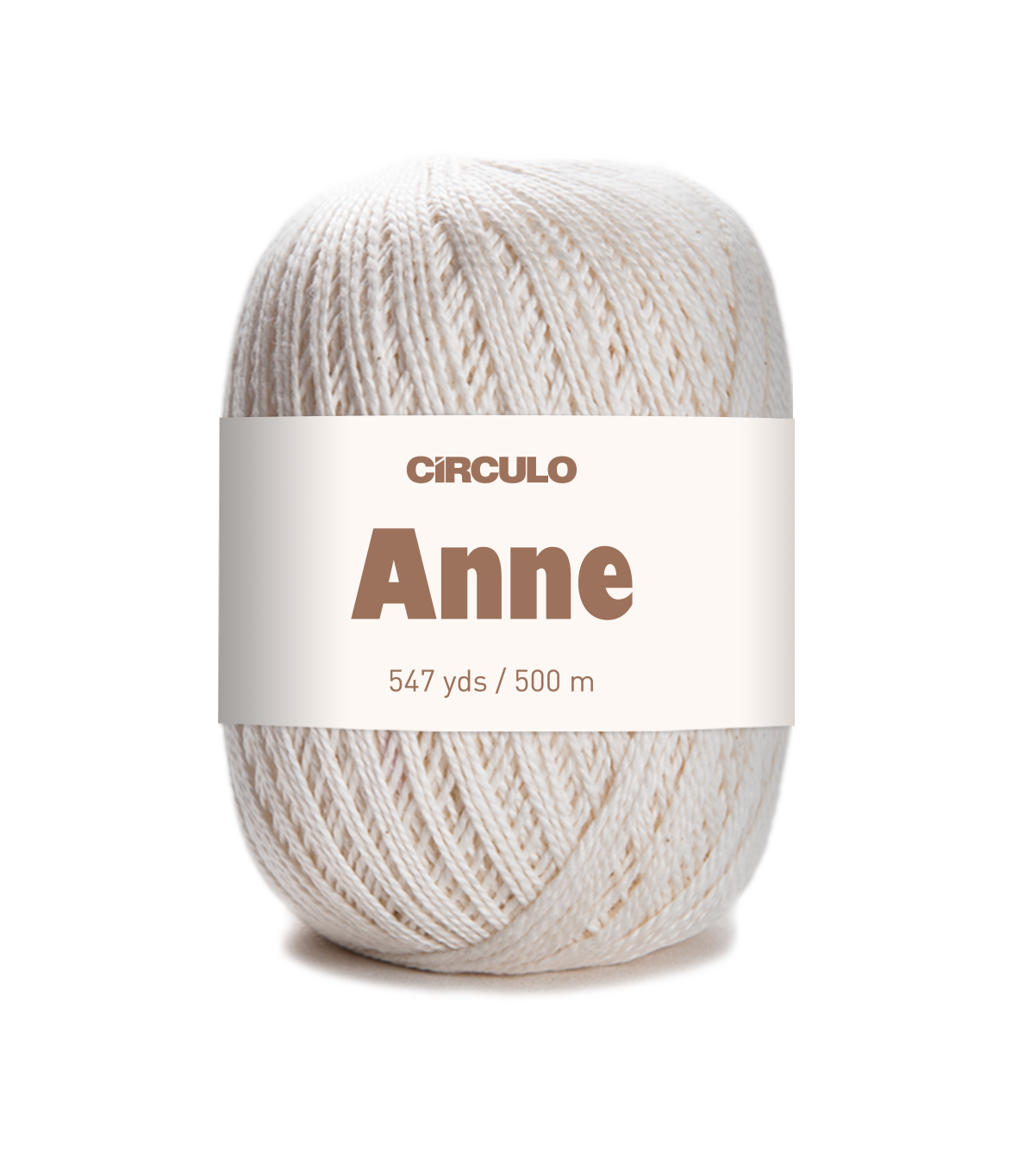 Circulo ANNE - 100% mercerized Cotton Yarn, 500m / 147g - Ball of yarn with 'Circulo Anne' label on a white background