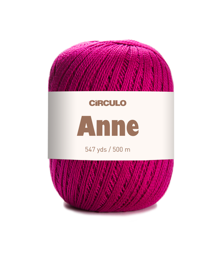 Circulo ANNE - 100% mercerized Cotton Yarn, 500m / 147g - Ball of pink yarn with a Circulo Anne label on a white background
