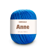Circulo ANNE - 100% mercerized Cotton Yarn, 500m / 147g - Blue ball of yarn with 'Circulo Anne' label on a white background