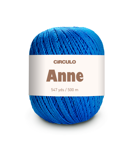 Circulo ANNE - 100% mercerized Cotton Yarn, 500m / 147g - Blue ball of yarn with 'Circulo Anne' label on a white background