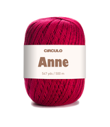 Circulo ANNE - 100% mercerized Cotton Yarn, 500m / 147g - Red ball of yarn with a 'Circulo Anne' label on a white background