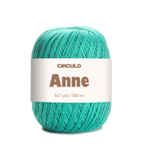 Circulo ANNE - 100% mercerized Cotton Yarn, 500m / 147g - Turquoise yarn ball with 'Circulo Anne' label on a white background