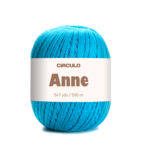 Circulo ANNE - 100% mercerized Cotton Yarn, 500m / 147g - Blue yarn ball with 'Circulo Anne' label on a white background
