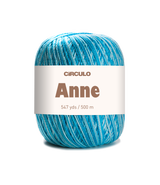 Circulo ANNE - 100% mercerized Cotton Yarn, 500m / 147g - Blue yarn ball with 'Circulo Anne' label on a white background