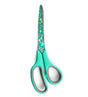 Circulo Comfort Printed Scissors 21.5 cm - Scissors with turquoise handle and floral pattern on blade against a white background